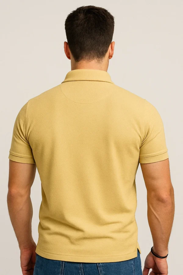 Men's Cross-Knitted Polo T-Shirt | Biege - Image 2