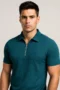 Men's Bottle Green Cubic Knitted Polo T-Shirt | Bottle Green